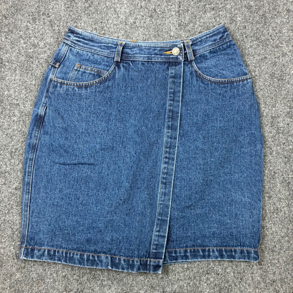 Vintage Y2K The Limited Denim Wrap Skirt Medium Wash Cotton Mini Skirt Size 8